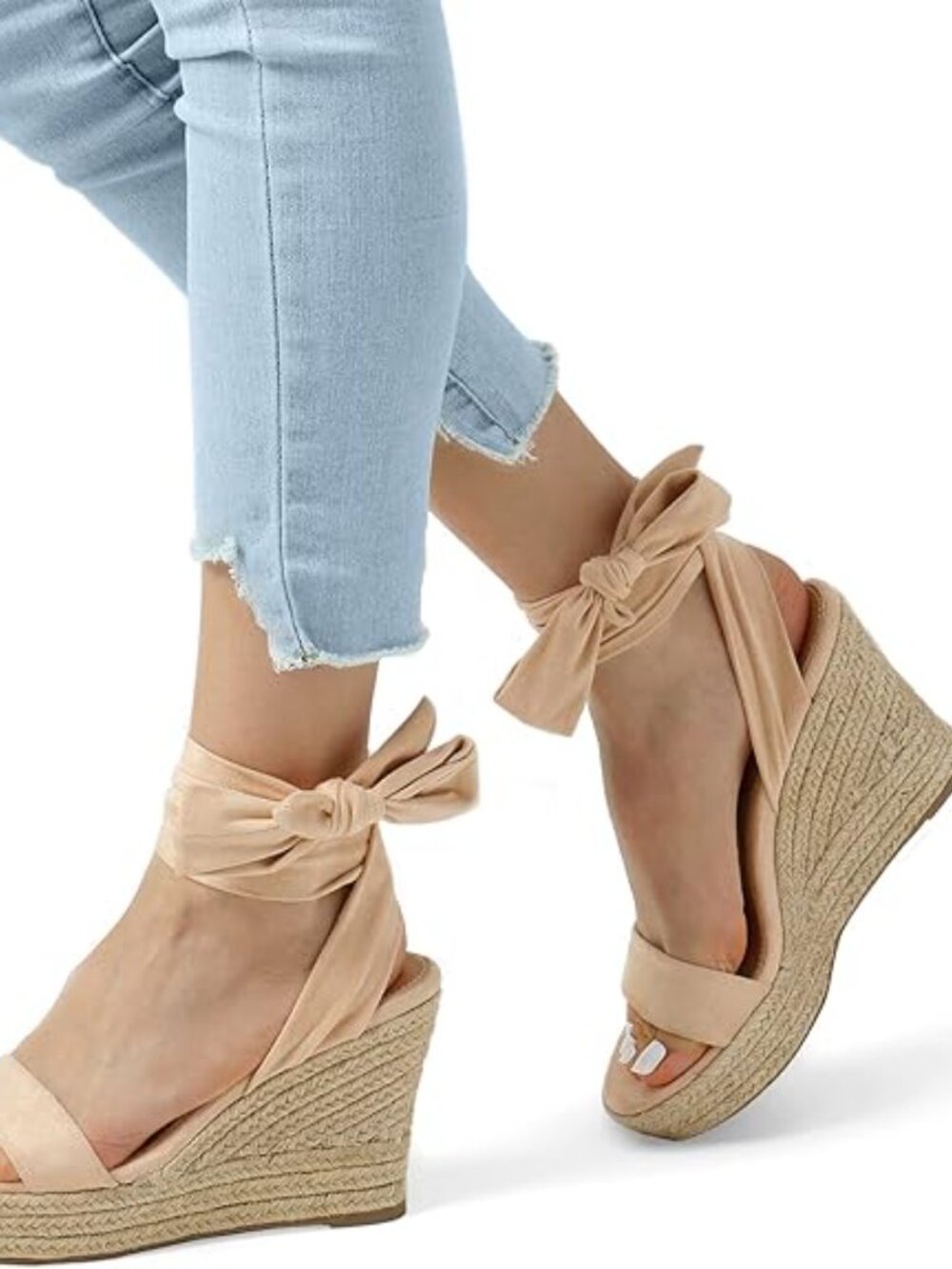 Womens Open Toe Espadrilles Wedges Tie Lace Up Cute Ankle Strap Platform Sandals